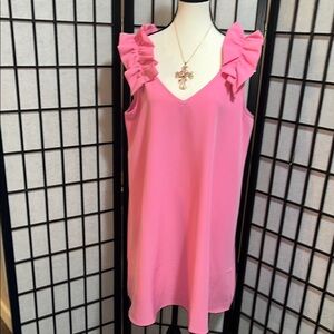 Mud Pie Pink Ruffled Sleeveless Midi Sundress